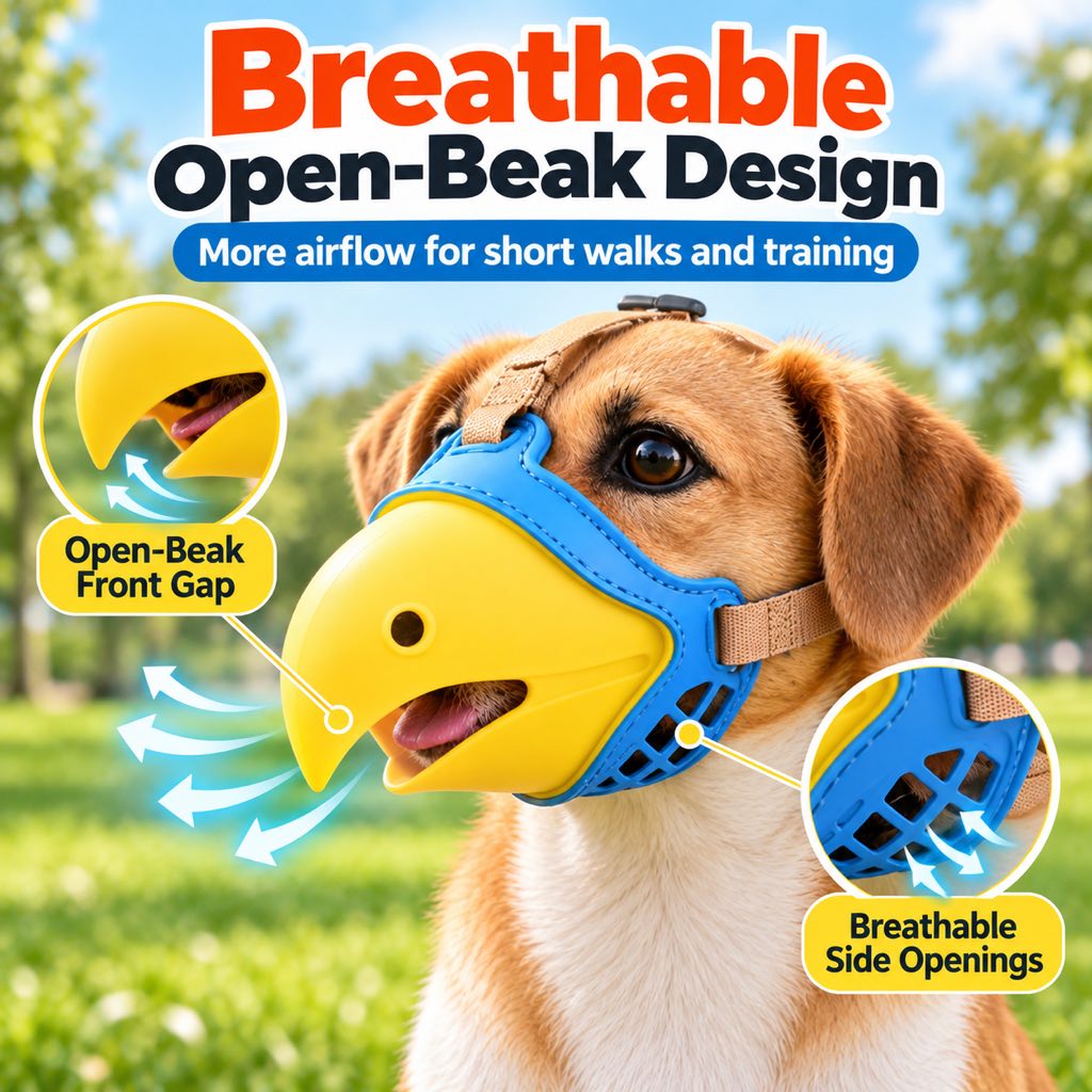 Adjustable Parrot Beak Dog Muzzle for Walks