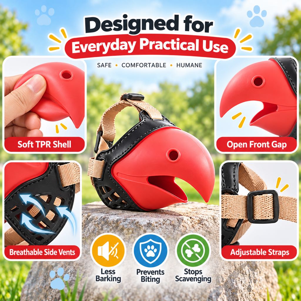 Adjustable Parrot Beak Dog Muzzle for Walks