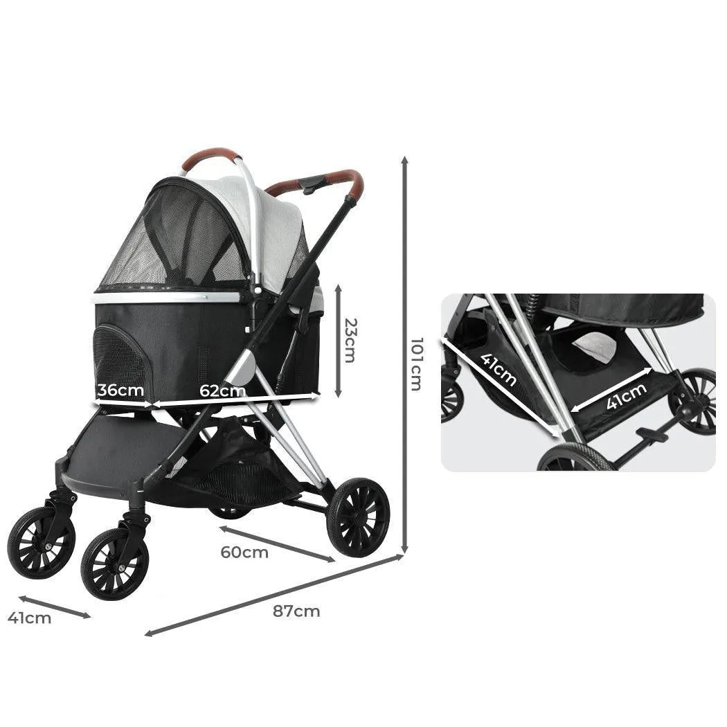 Deluxe 3-in-1 Pet Stroller with Aluminium Frame