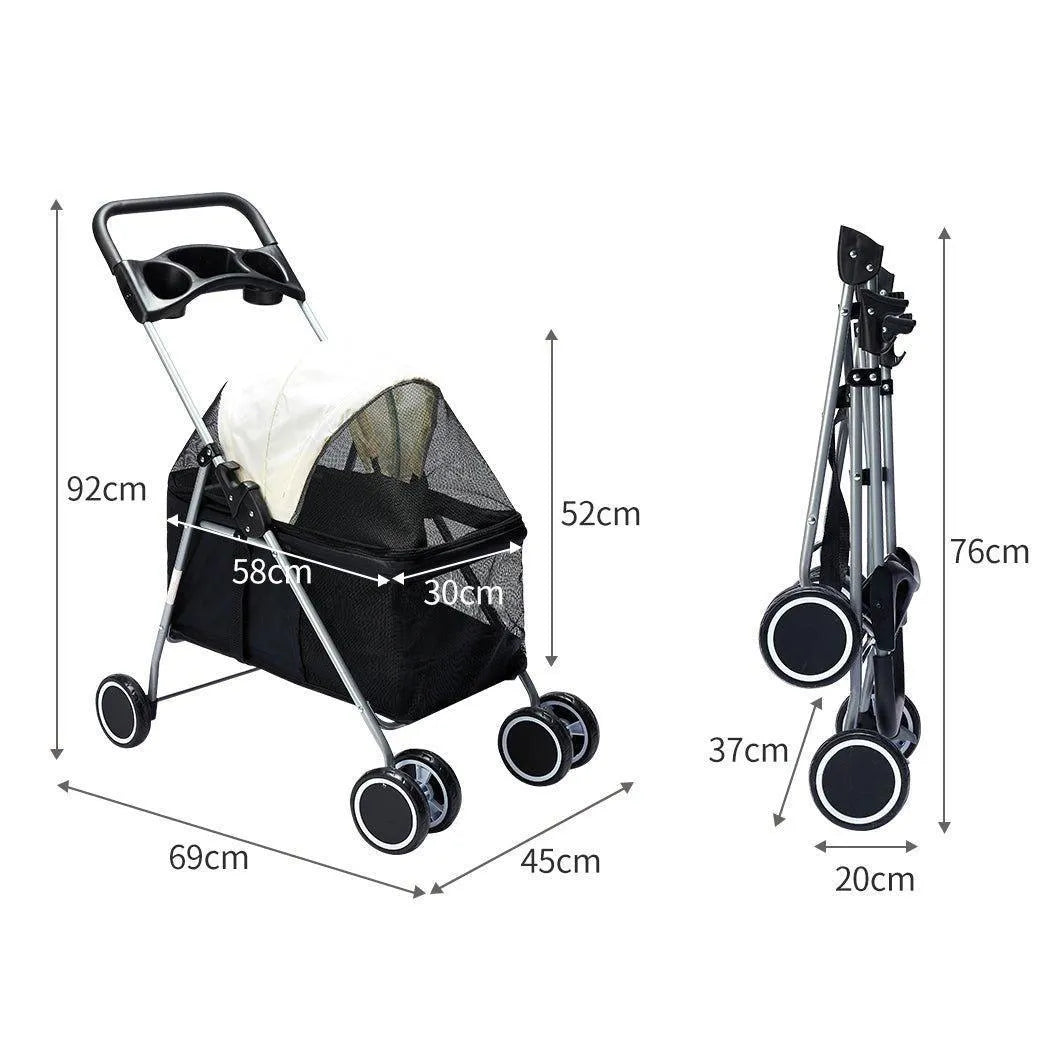 Foldable Pet Stroller for Dogs and Cats up to 15kg