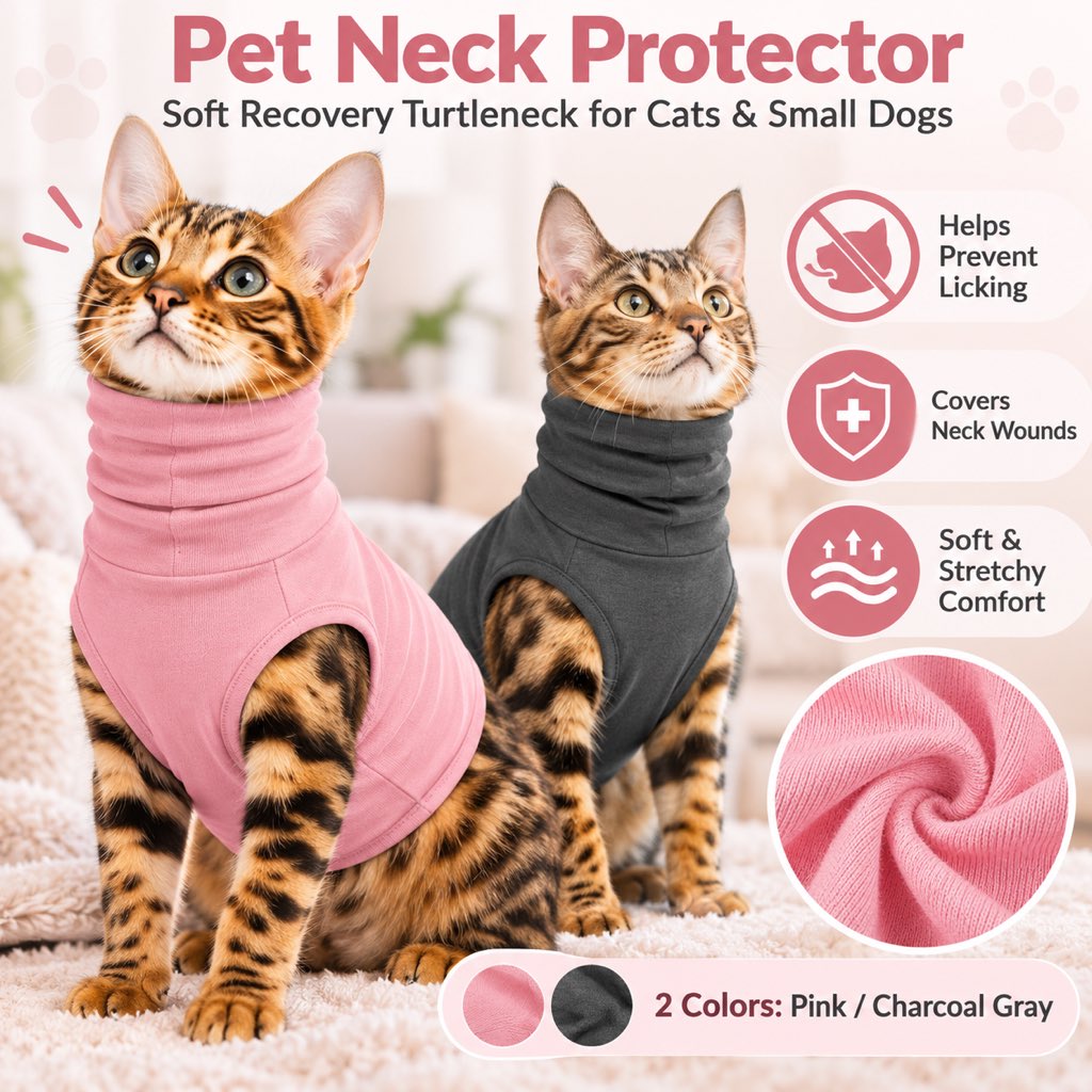 Soft High-Neck Recovery Shirt for Cats & Dogs