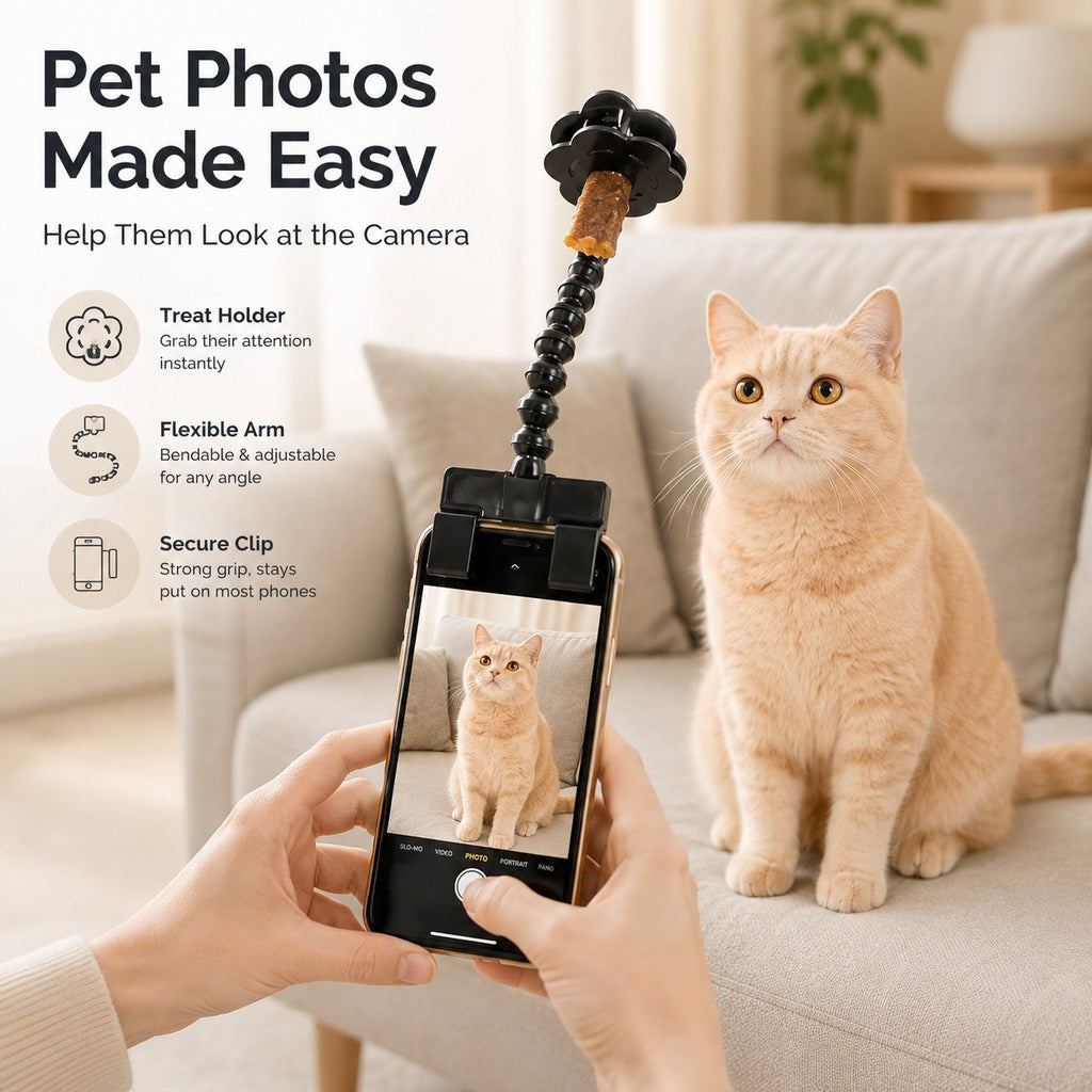 Pet Selfie Clip, Treat Holder Phone Attachment