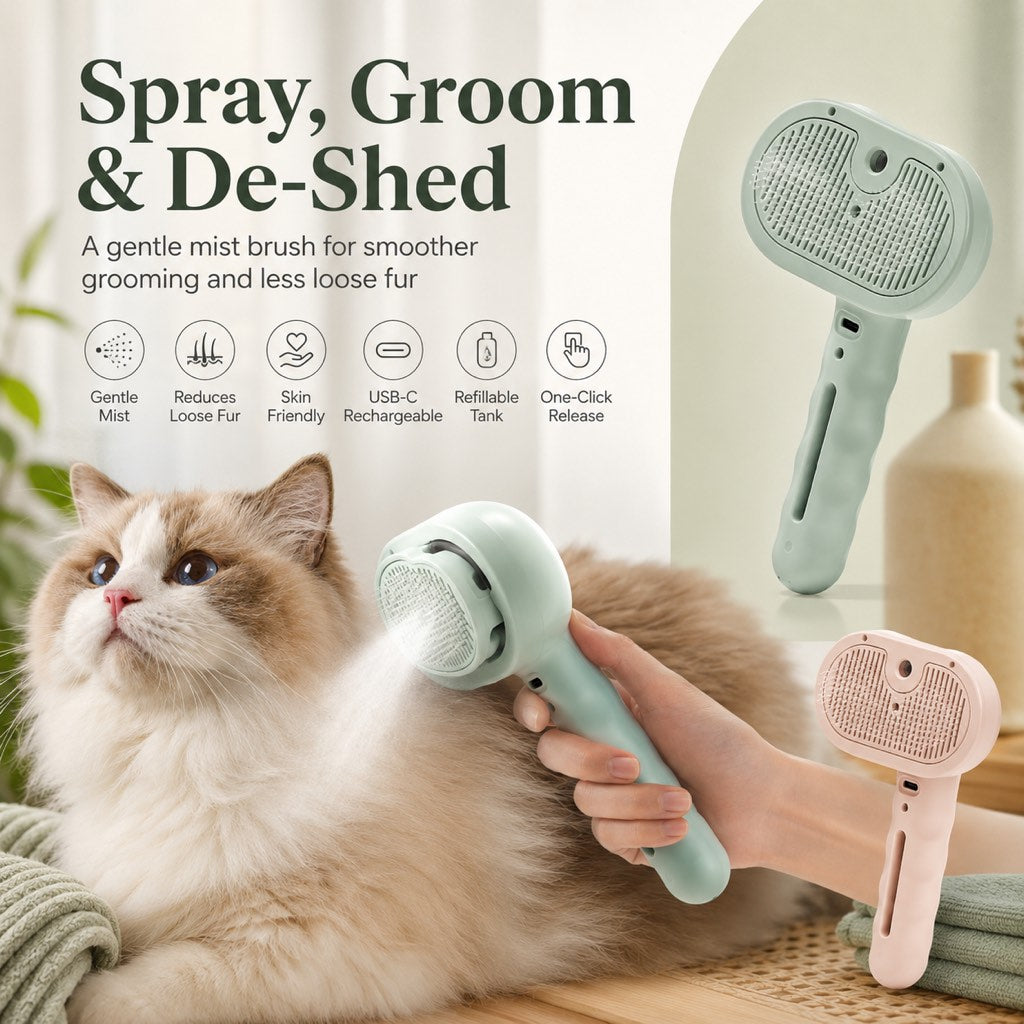 Pet Spray Grooming Brush for Cats and Dogs
