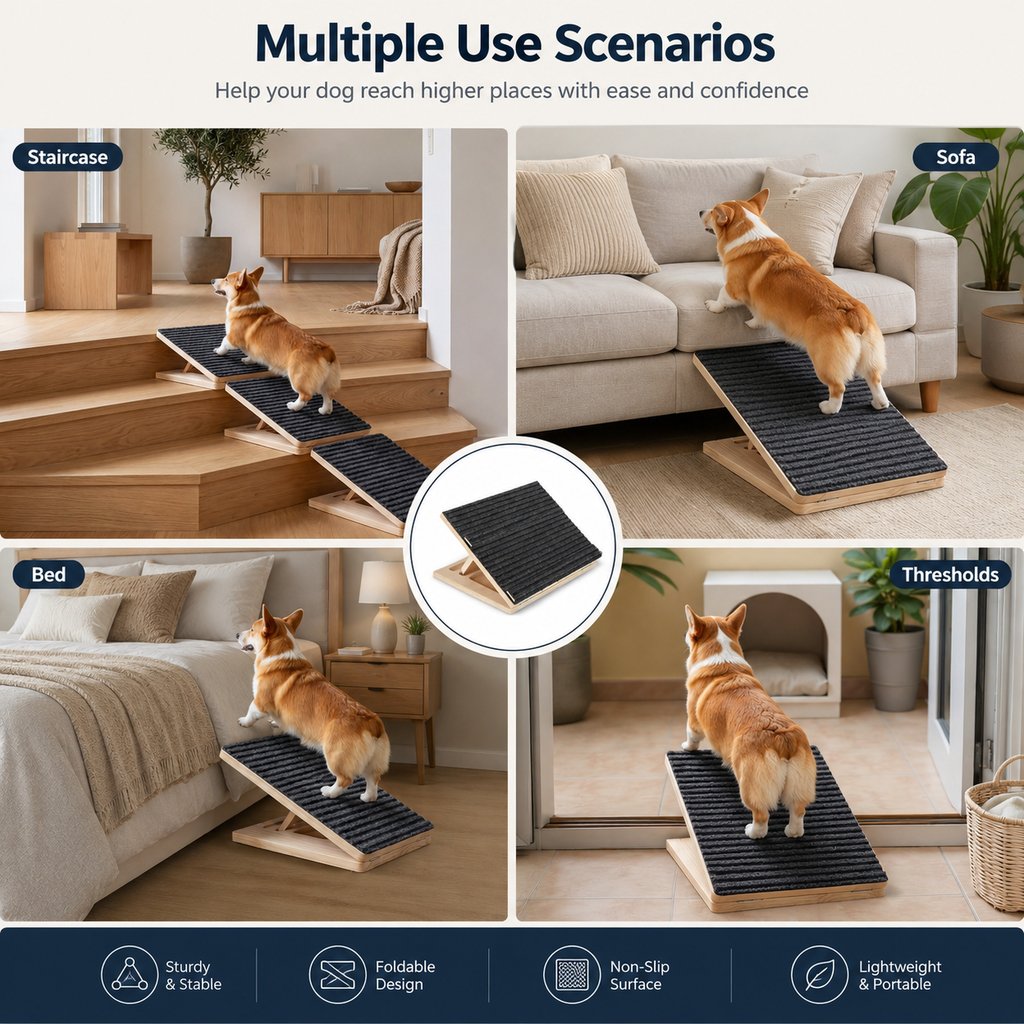 Foldable Wooden Dog Stairs for Small Dogs