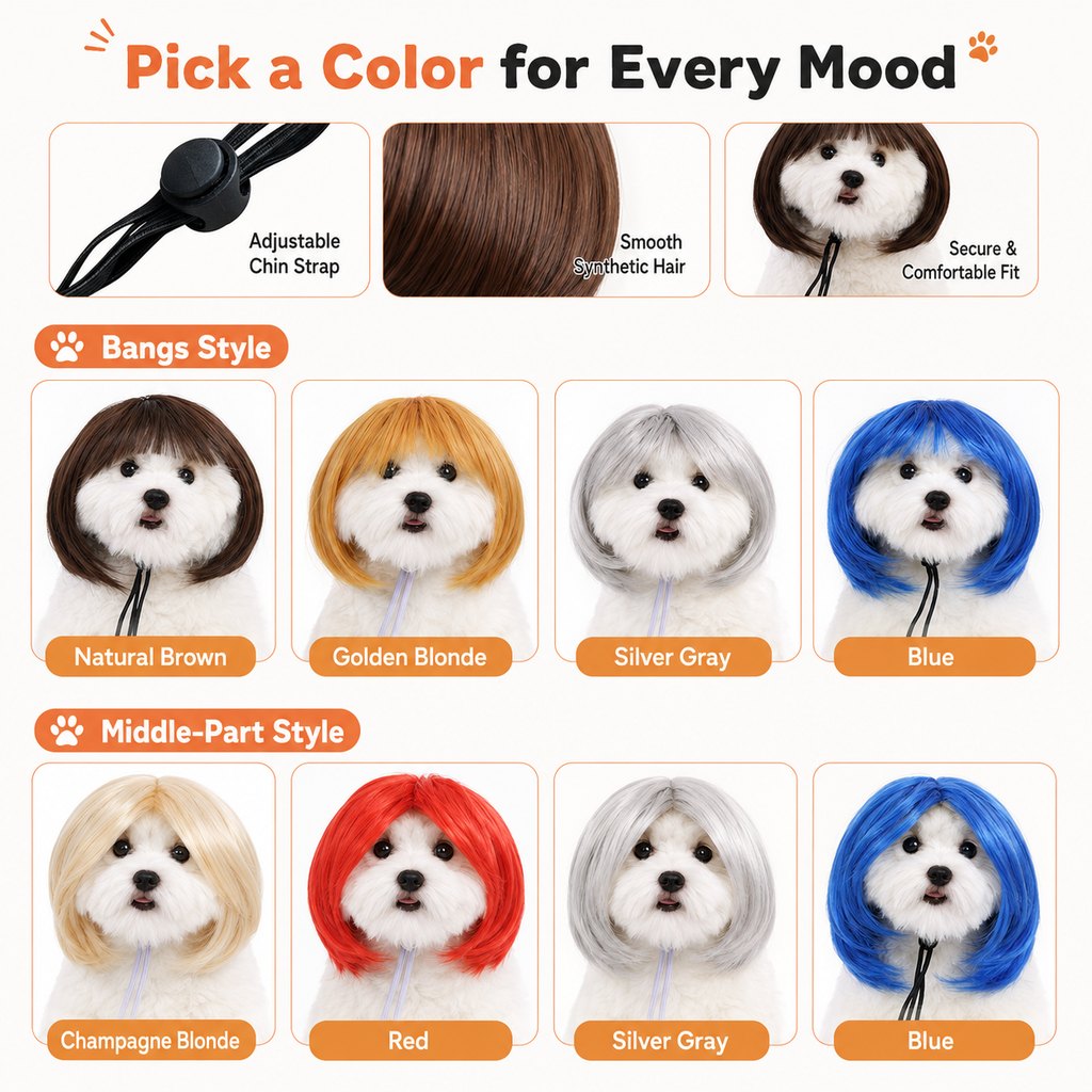 Funny Short Bob Pet Wig for Cats & Small Dogs