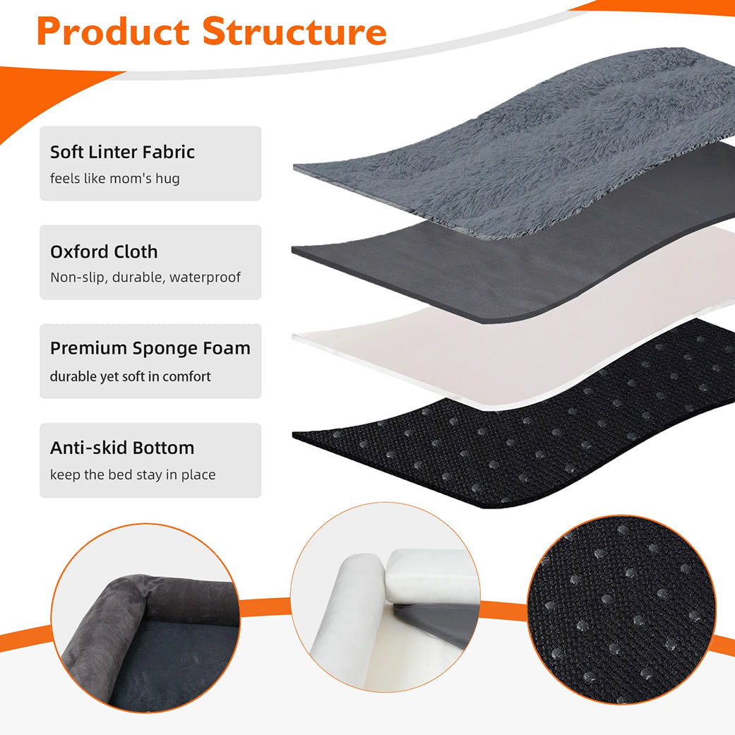Orthopedic Dog Bed - Bolsters, Waterproof Liner