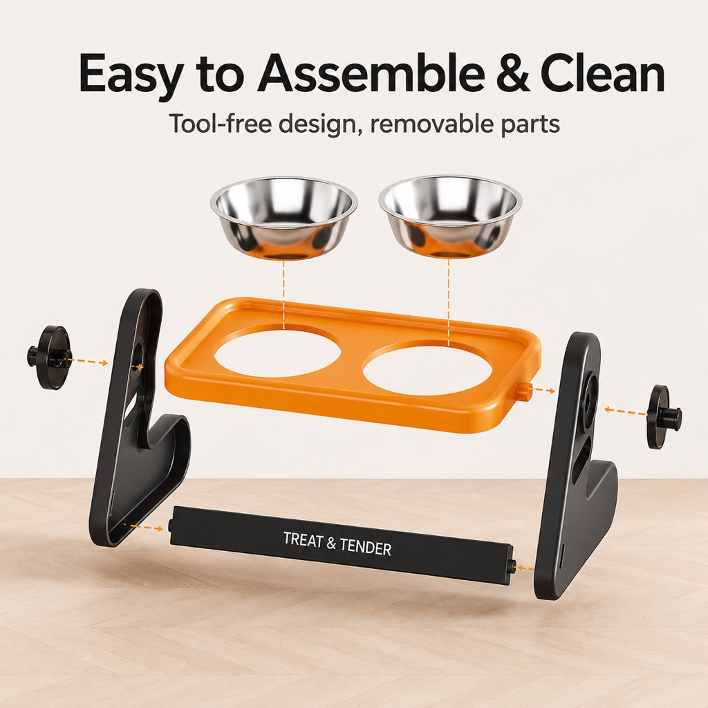 Adjustable Elevated Stainless Steel Bowls for Cats and Dogs