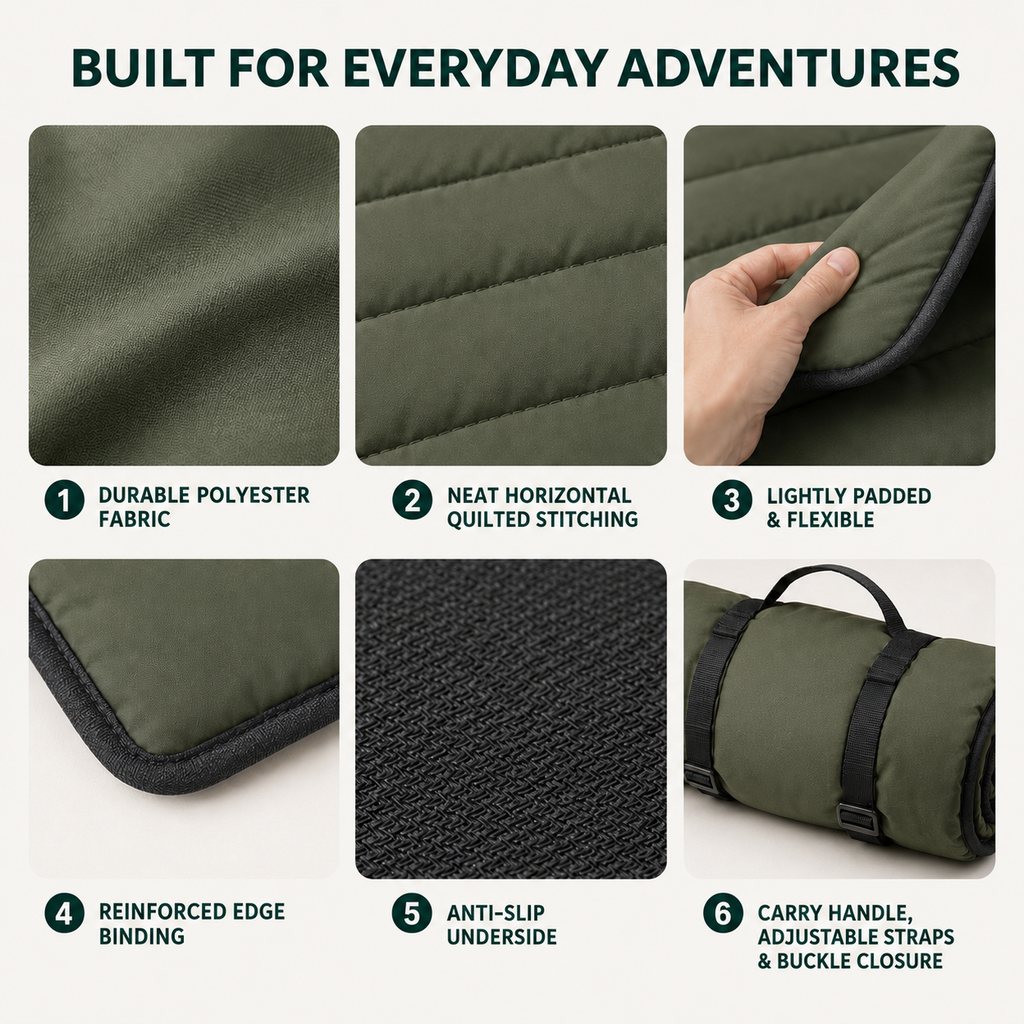 Roll-Up Dog Travel Mat for Camping & Car Trips
