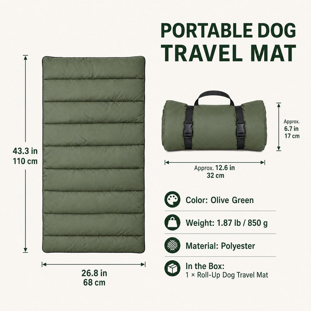 Roll-Up Dog Travel Mat for Camping & Car Trips