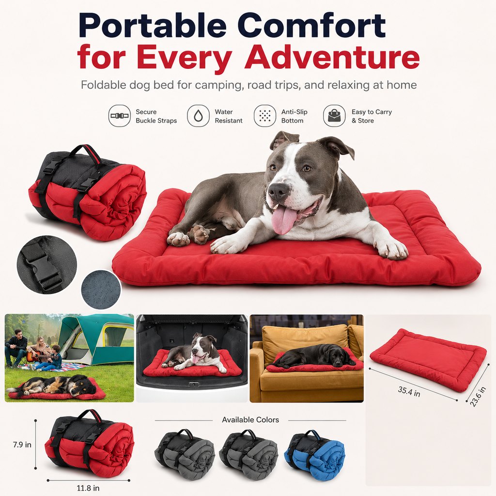 Portable Outdoor Dog Bed - Roll-Up Camping Travel Mat