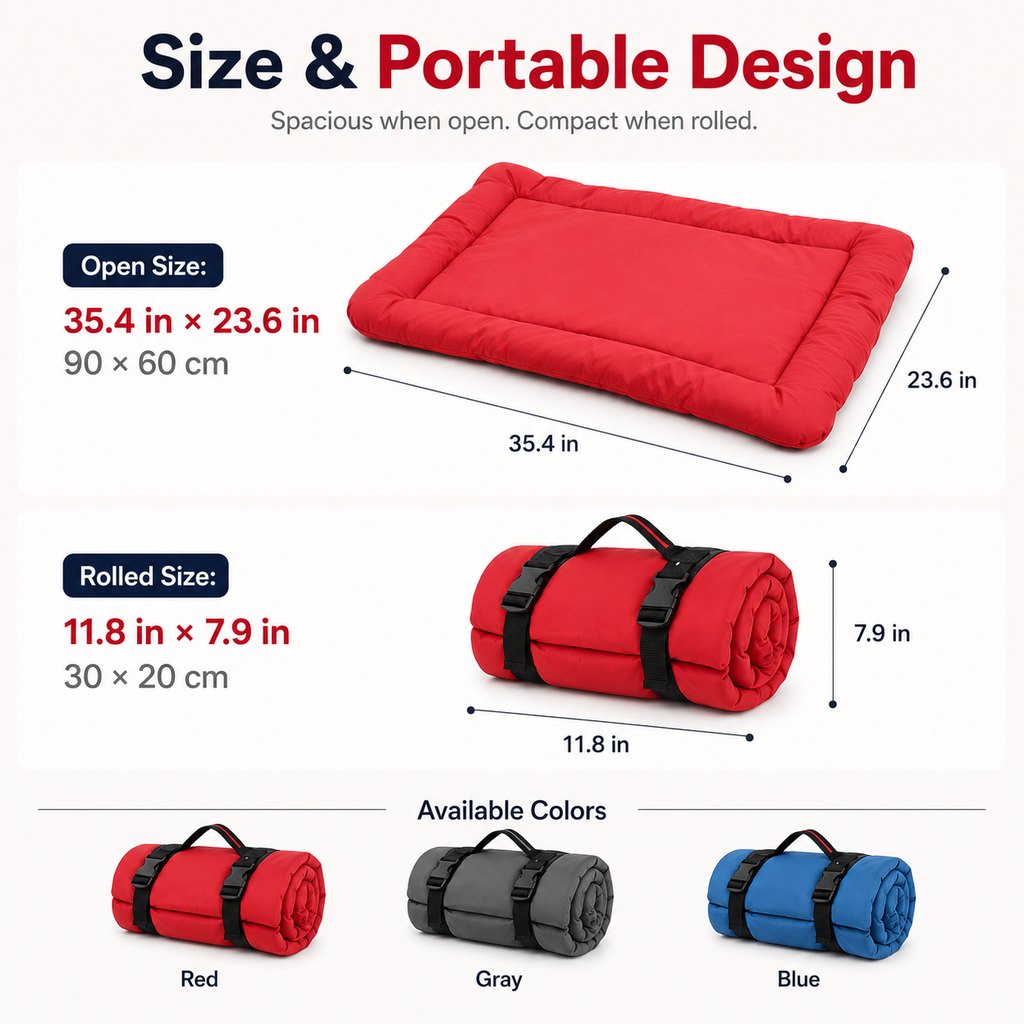 Portable Outdoor Dog Bed - Roll-Up Camping Travel Mat
