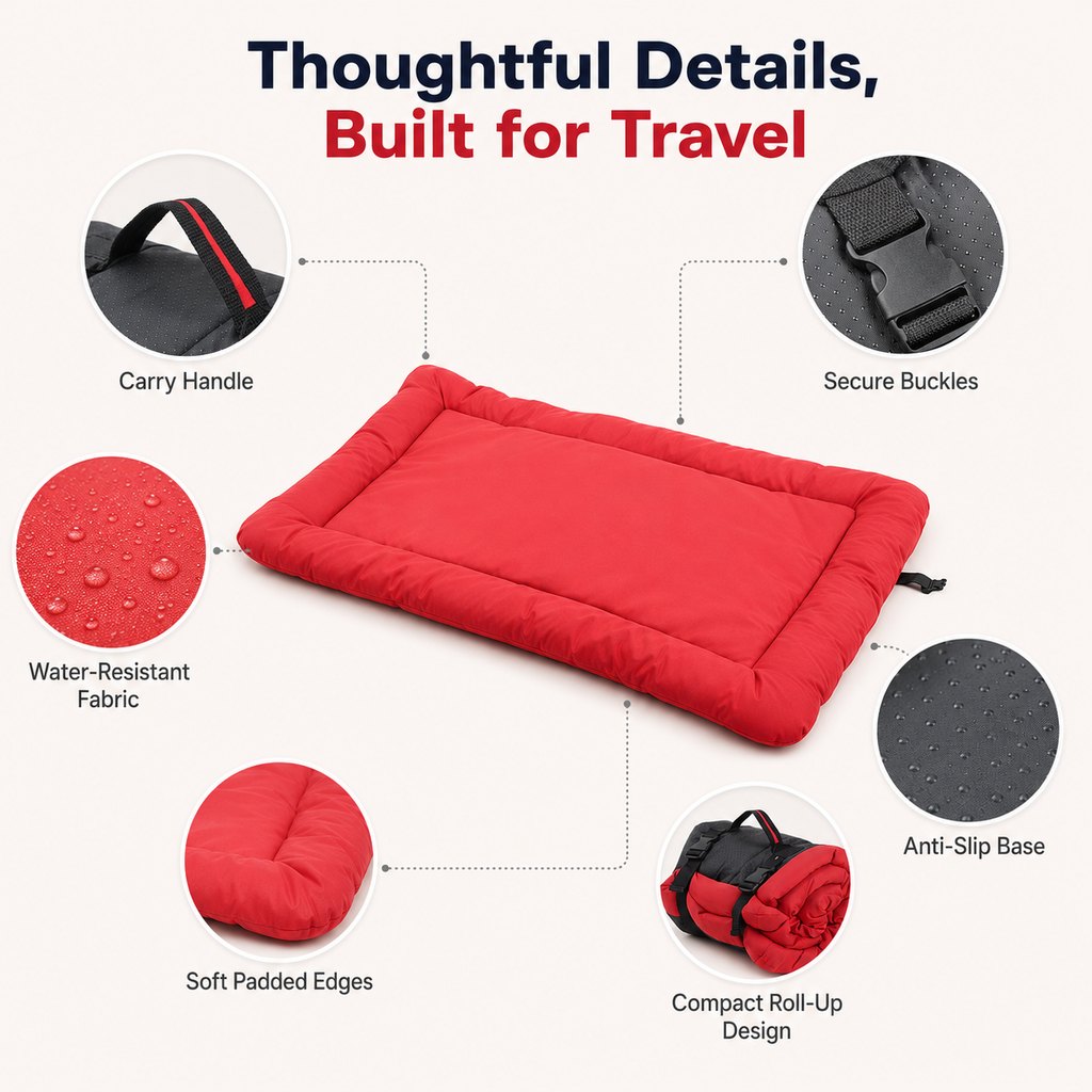 Portable Outdoor Dog Bed - Roll-Up Camping Travel Mat