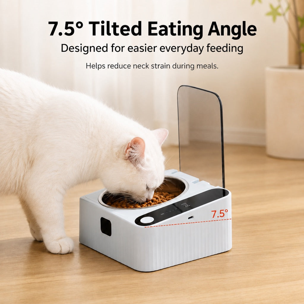 Smart Motion Sensor Covered Cat Bowl with Auto Open Lid
