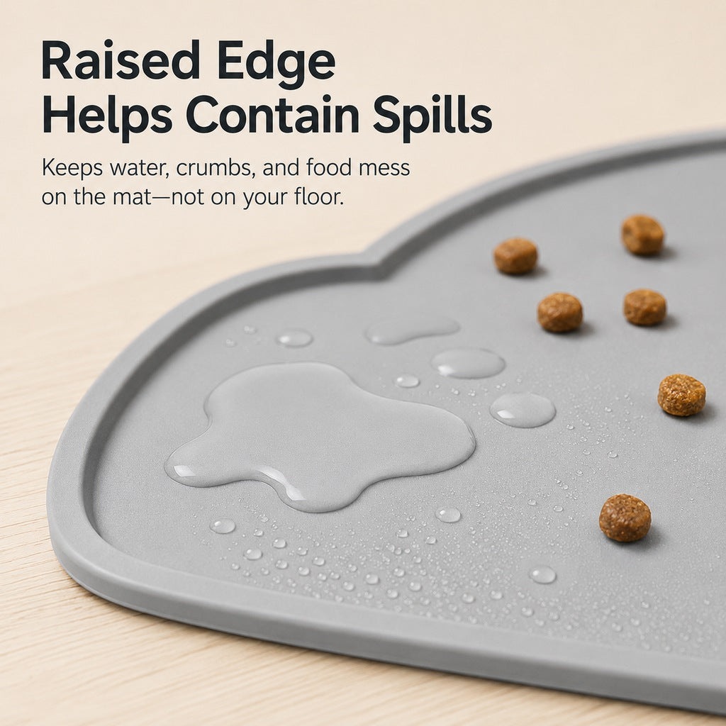 Raised-Edge Silicone Pet Feeding Mat for Cats & Dogs