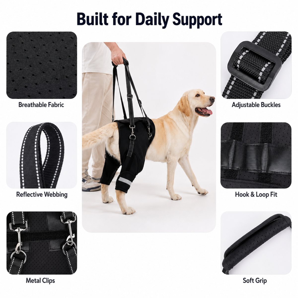 Rear Support Dog Harness for Stairs, Car Entry & Walks