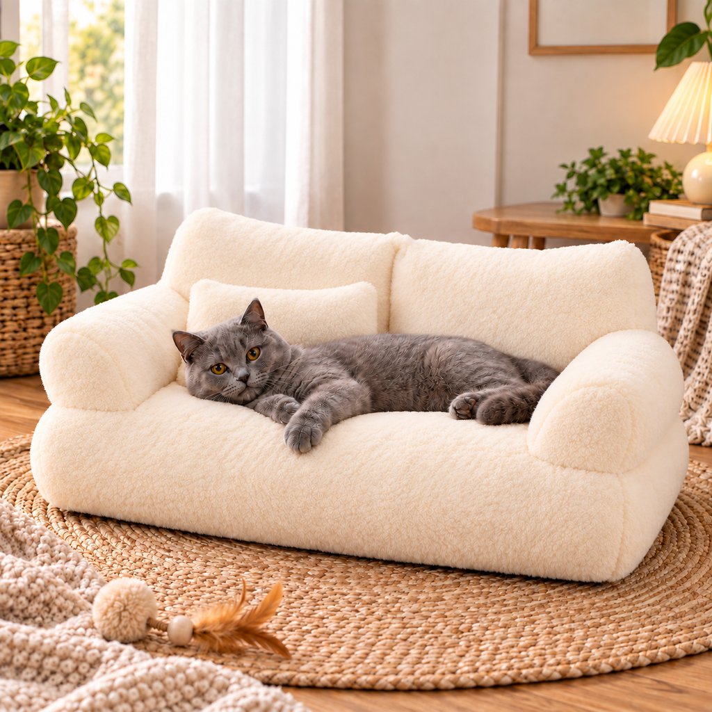 Removable Plush Pet Sofa Bed for Cats and Small Dogs