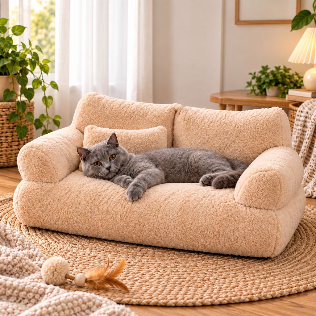 Removable Plush Pet Sofa Bed for Cats and Small Dogs
