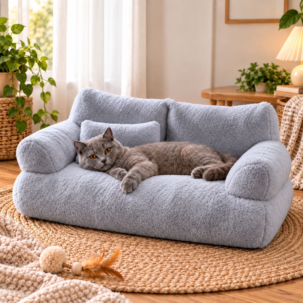 Removable Plush Pet Sofa Bed for Cats and Small Dogs