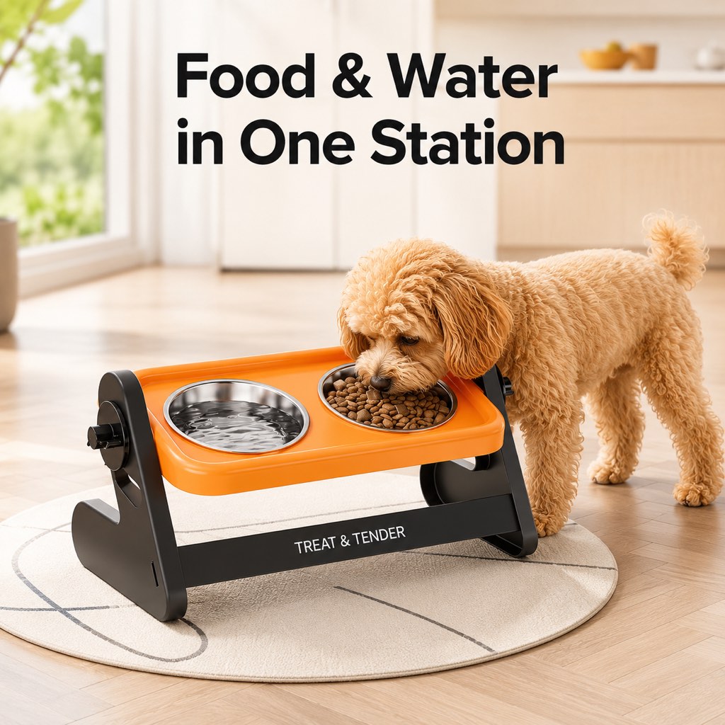 Adjustable Elevated Stainless Steel Bowls for Cats and Dogs