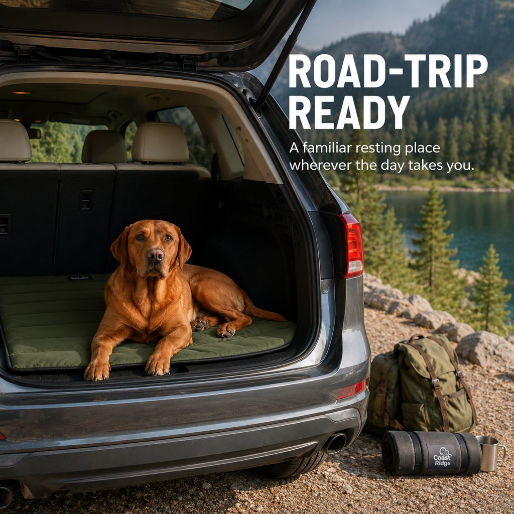Roll-Up Dog Travel Mat for Camping & Car Trips