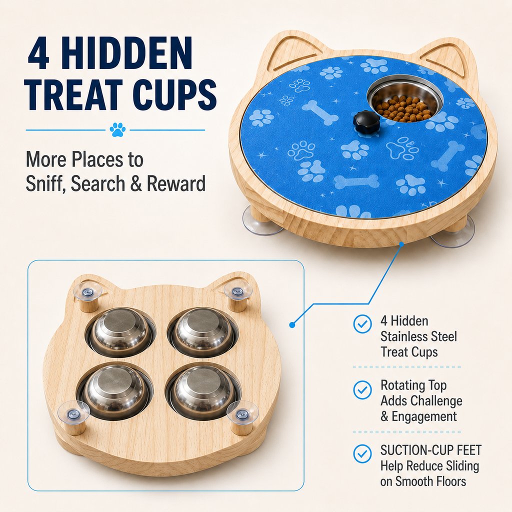 Rotating Dog Nail Scratch Board with Treat Puzzle