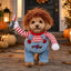 Scary Doll Dog Halloween Costume with Wig & Toy Knife
