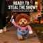 Scary Doll Dog Halloween Costume with Wig & Toy Knife