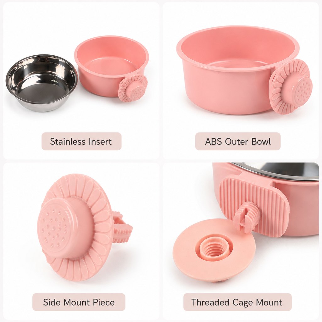 Crate-Mounted Stainless Steel Pet Bowl for Kennels