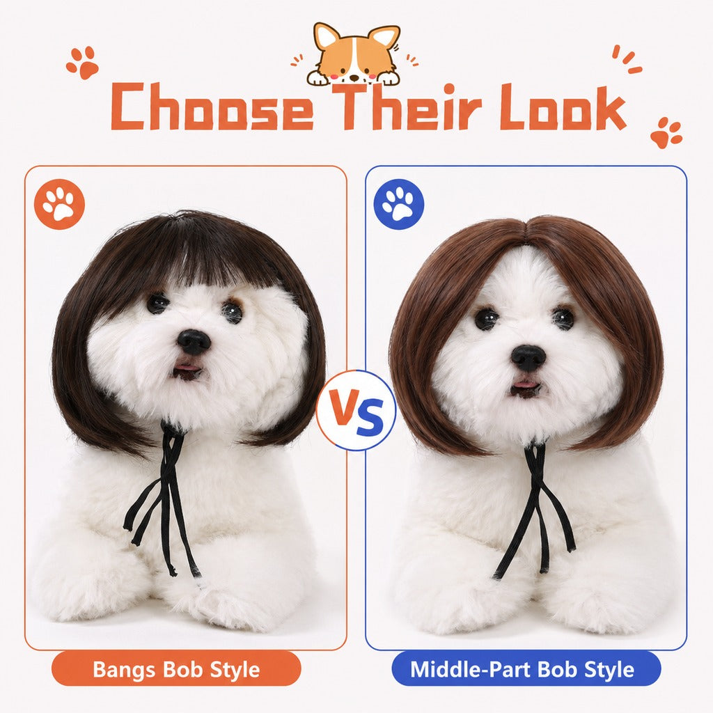 Funny Short Bob Pet Wig for Cats & Small Dogs