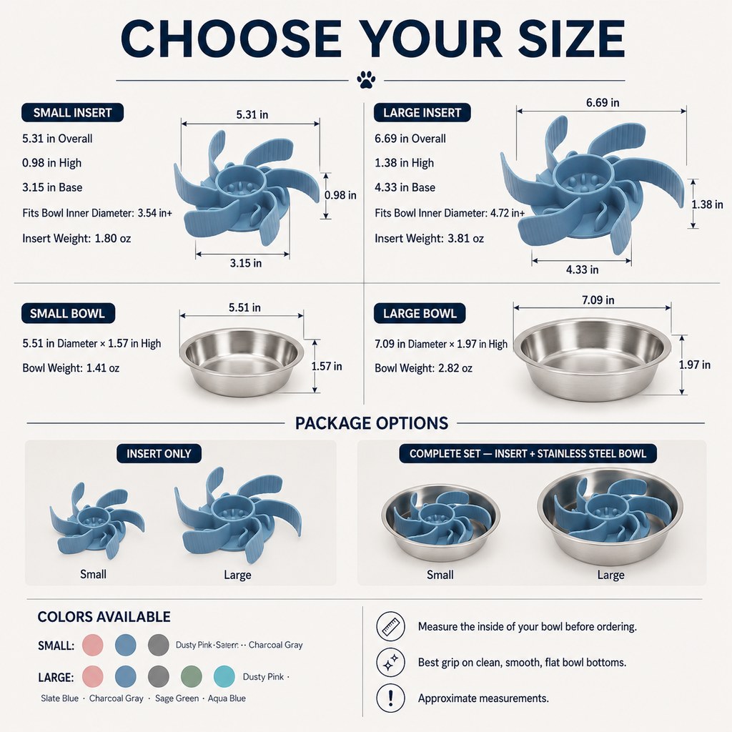 Cut-to-Fit Slow Feeder Insert & Steel Bowl Set