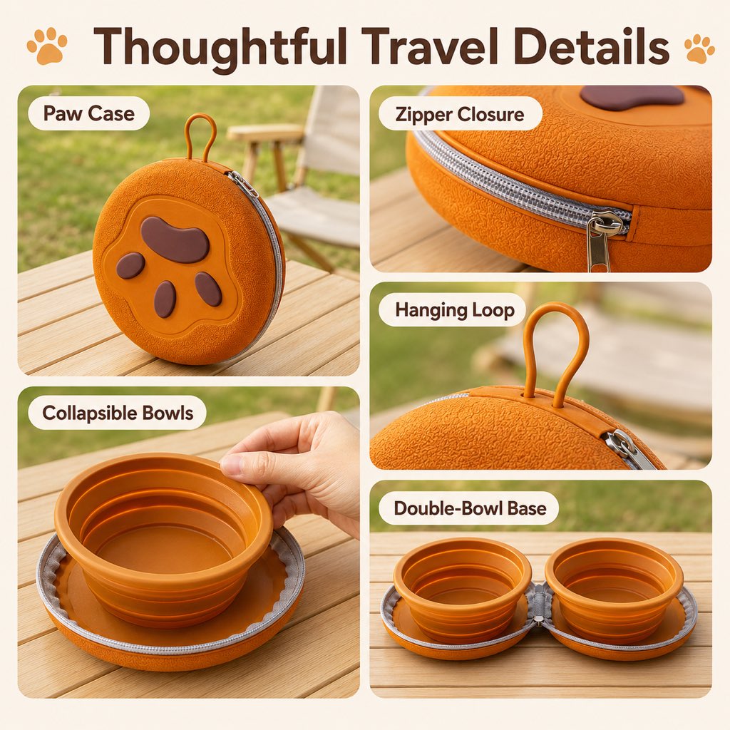 2-in-1 Collapsible Pet Travel Bowl for Walks and Road Trips