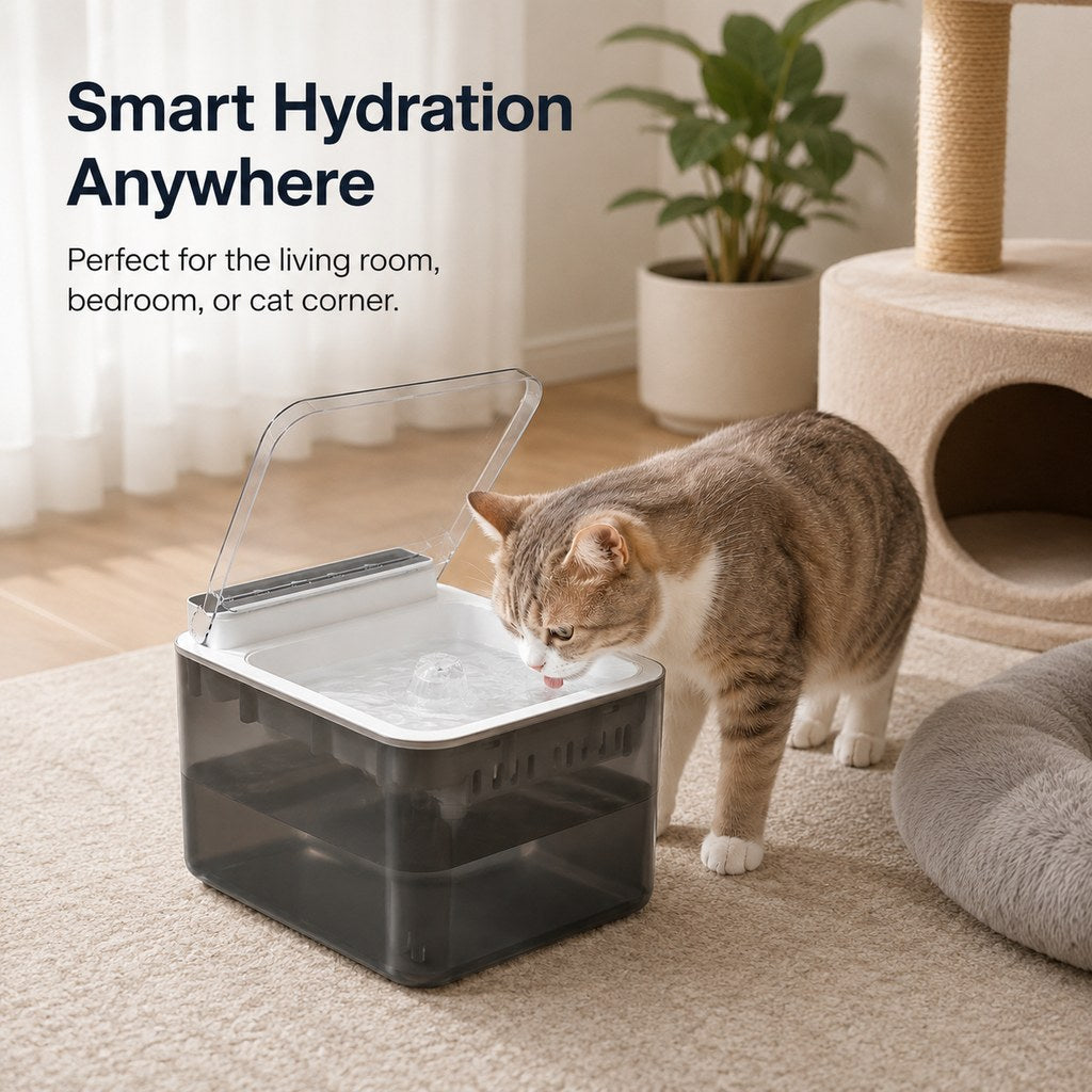 Smart Auto-Lid Cat Water Fountain 3L Cordless
