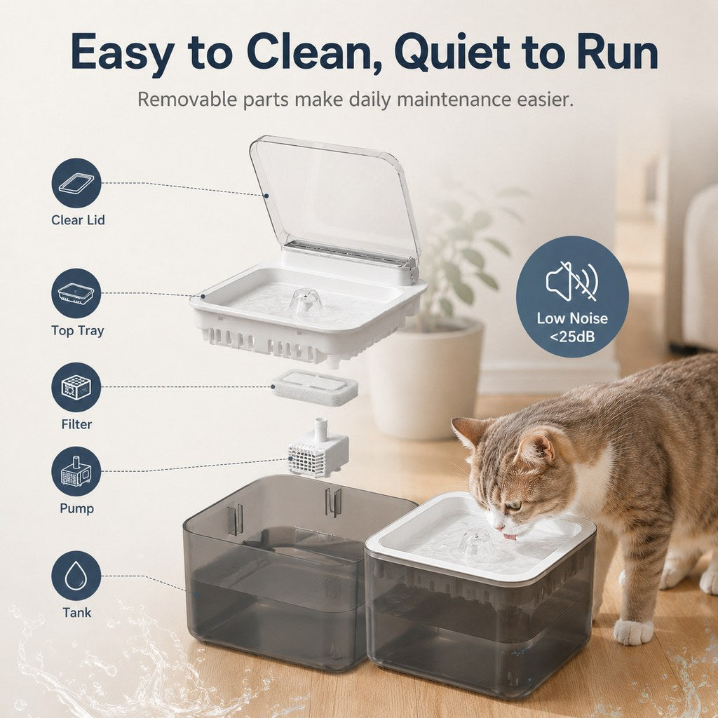 Smart Auto-Lid Cat Water Fountain 3L Cordless