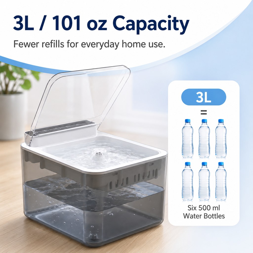 Smart Auto-Lid Cat Water Fountain 3L Cordless