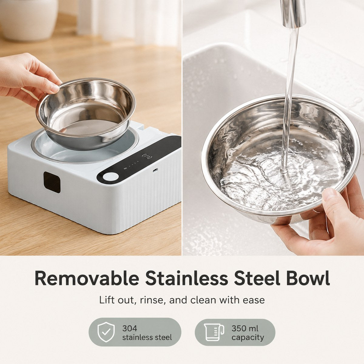 Smart Motion Sensor Covered Cat Bowl with Auto Open Lid