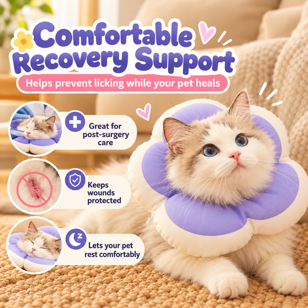 Soft Flower Recovery Collar for Cats & Small Dogs