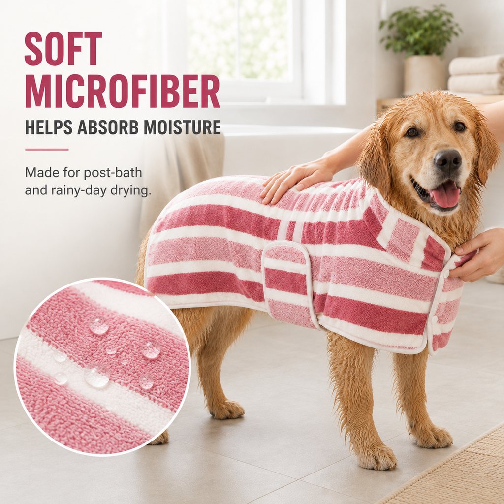 Wearable Microfiber Dog Drying Towel for Bath & Rain