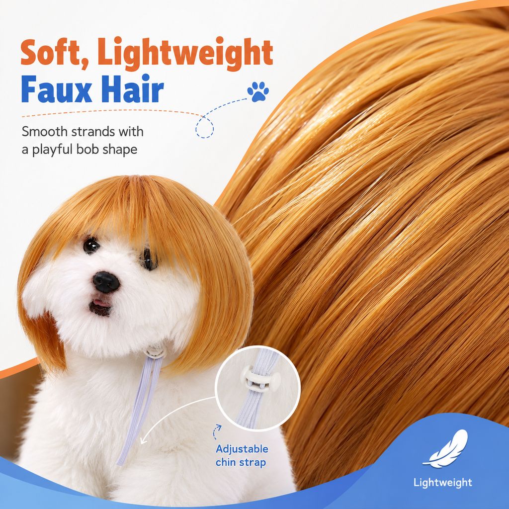 Funny Short Bob Pet Wig for Cats & Small Dogs
