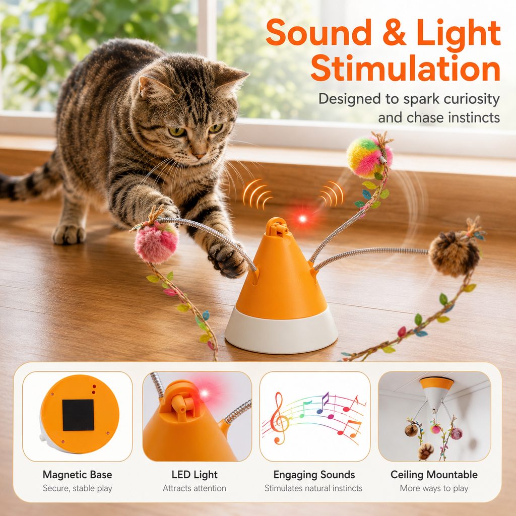 MiaSpin 360 Rotating Cat Teaser Toy, USB-C