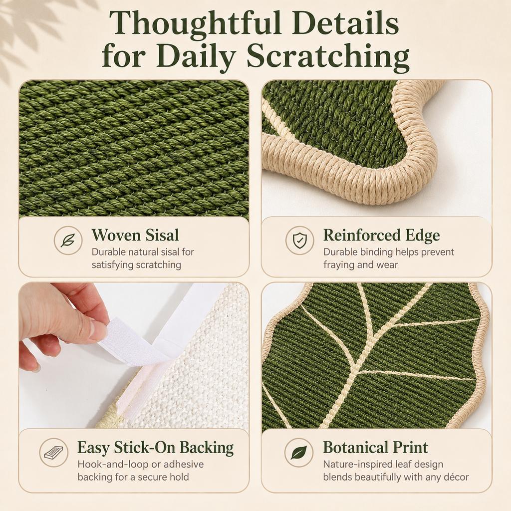 Botanical Sisal Cat Scratcher Mat for Walls & Floors