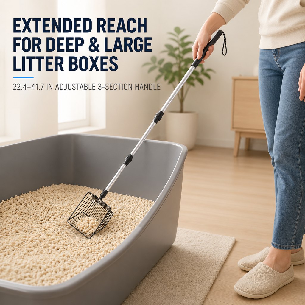 Telescoping Cat Litter Scoop for Deep Litter Boxes