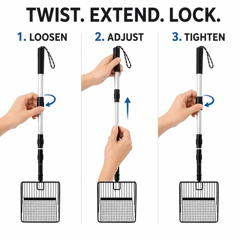 Telescoping Cat Litter Scoop for Deep Litter Boxes