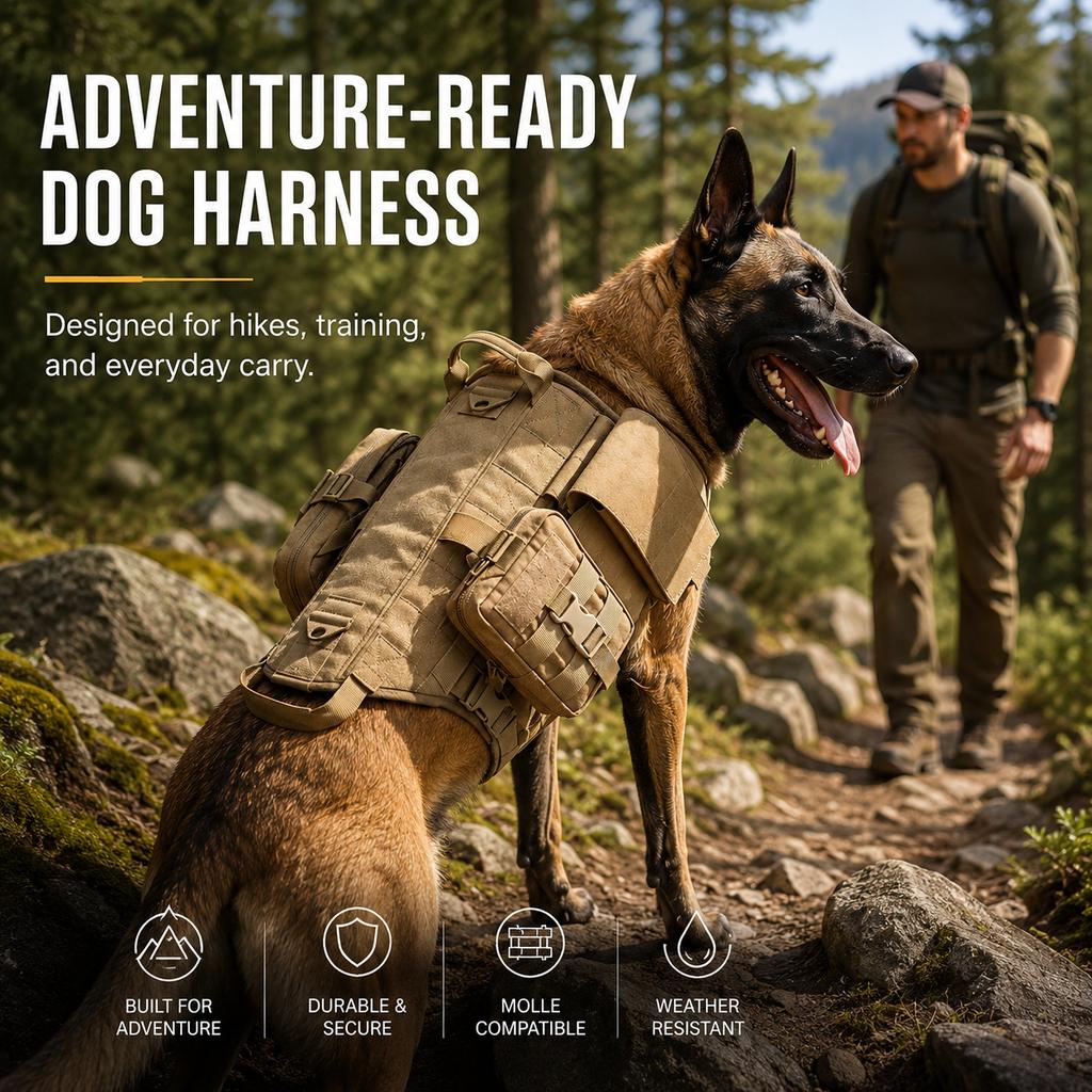 TrailGuard Tactical Dog Backpack Harness for Hiking