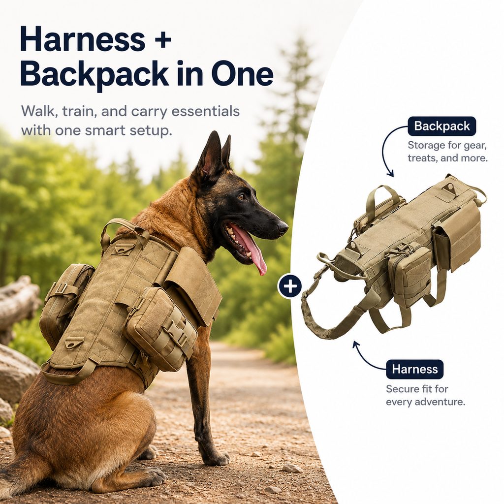 TrailGuard Tactical Dog Backpack Harness for Hiking