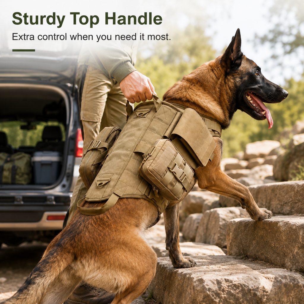 TrailGuard Tactical Dog Backpack Harness for Hiking