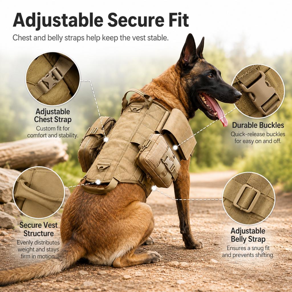 TrailGuard Tactical Dog Backpack Harness for Hiking