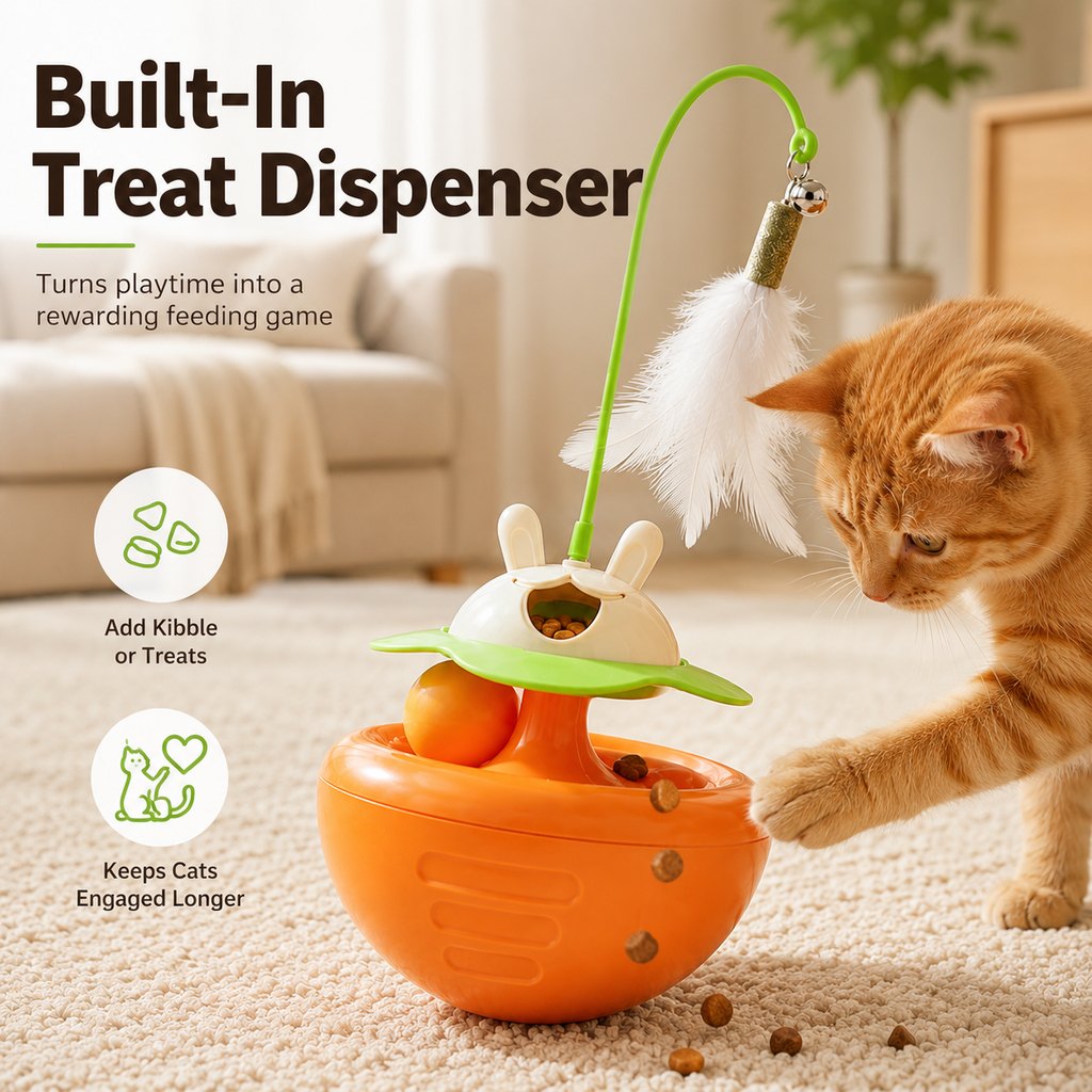 Interactive Wobble Cat Toy with Treat Dispenser