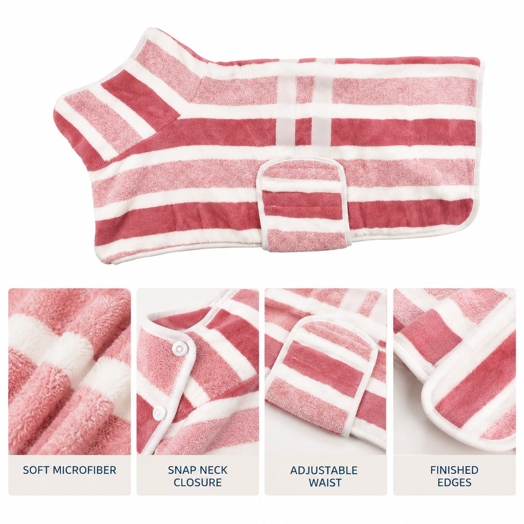 Wearable Microfiber Dog Drying Towel for Bath & Rain