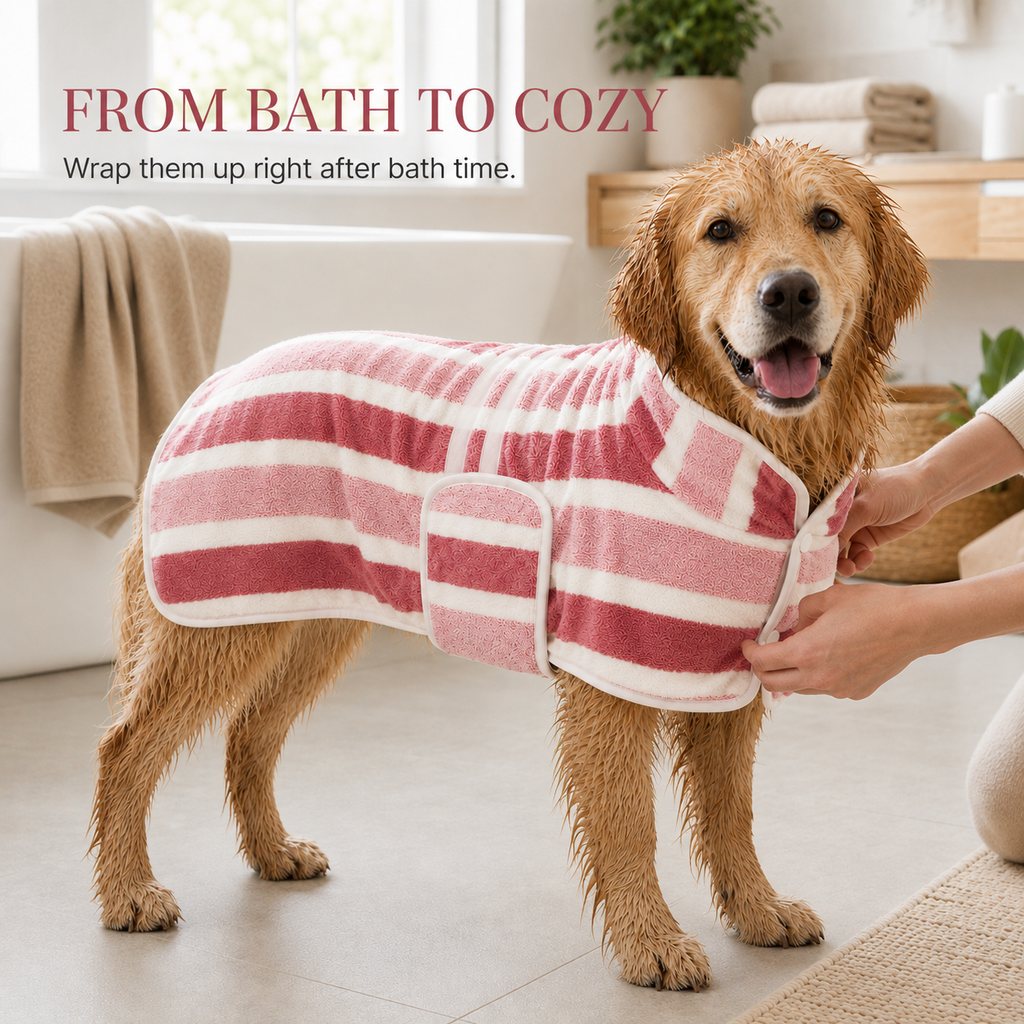Wearable Microfiber Dog Drying Towel for Bath & Rain