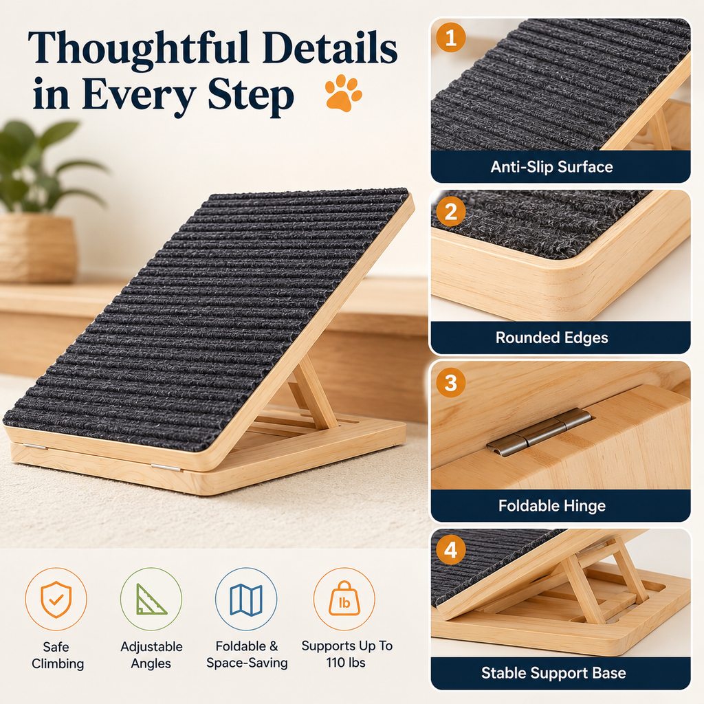 Foldable Wooden Dog Stairs for Small Dogs